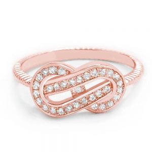 Attractive Cubic Zirconia Rose Gold Plated Silver Infinity Ring