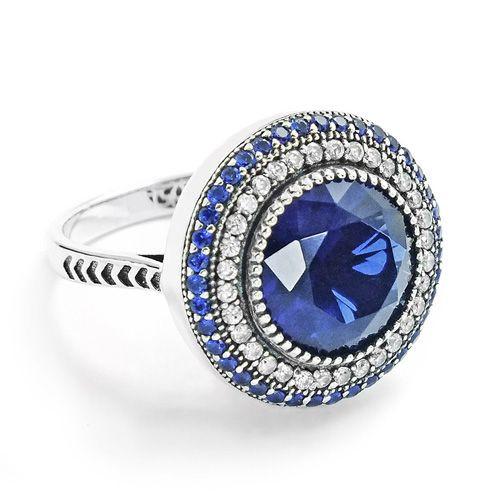 Stunning Sterling Silver Blue Crystal Ring 18mm - Boutique Fan
