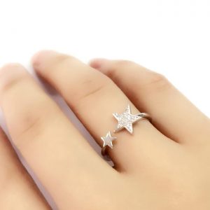 Cubic Zirconia Sterling Silver Fashion Star Ring