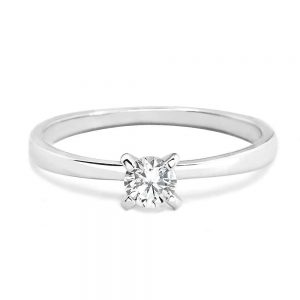 Sterling Silver 4mm Cubic Zirconia Solitaire Ring