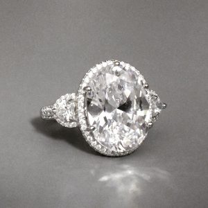 Sterling Silver Hand Cut Oval CZ Ring